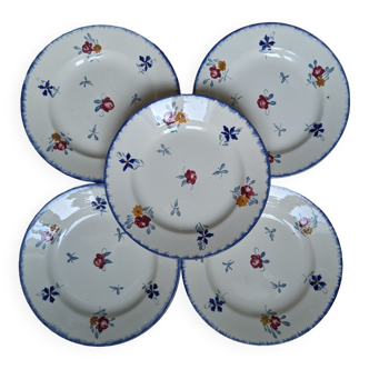 5 assiettes plates Sarreguemines modèle Dannemarie