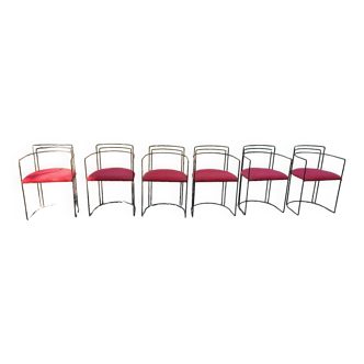 6 chaises des années 80, structure métallique