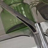 Dining table in glass, aluminum and chrome steel