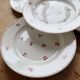 4 vintage dessert plates ceramic red patterns