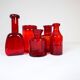 Collection of five rare red vases by Erik Hoglund, Sweden, 1960s.