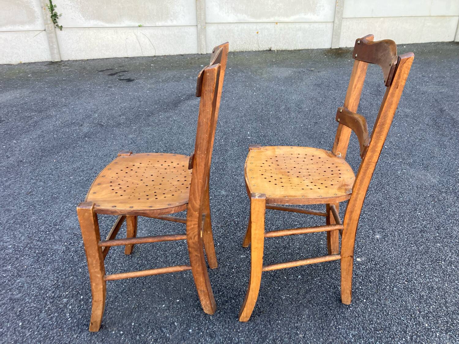 Vintage Bistro Wood Chairs Stamped Luterma