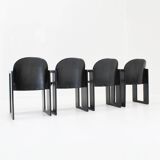 Chaises de salle à manger en cuir noir Dialogo par Afra et Tobia Scarpa pour B&B Italia