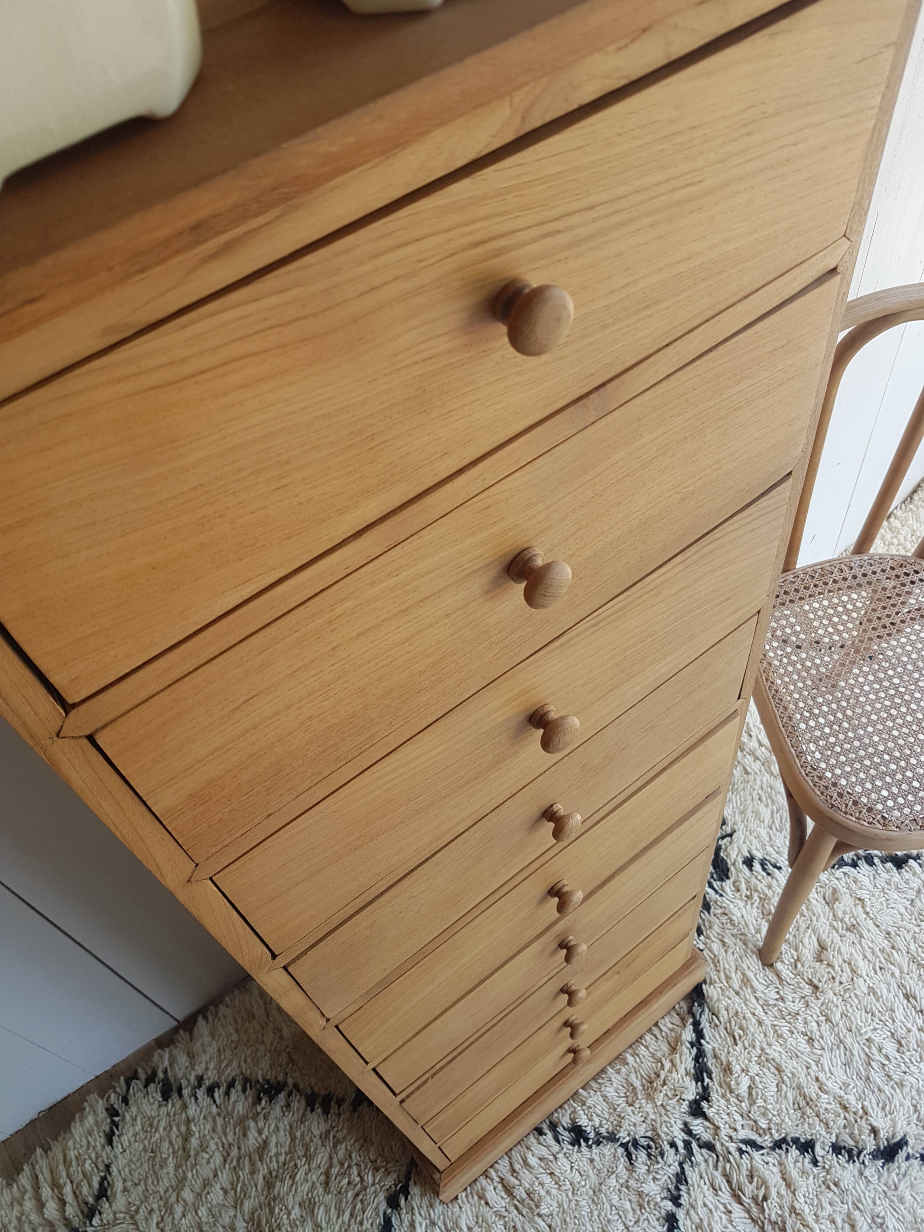 Old renovated solid wood chest of drawers