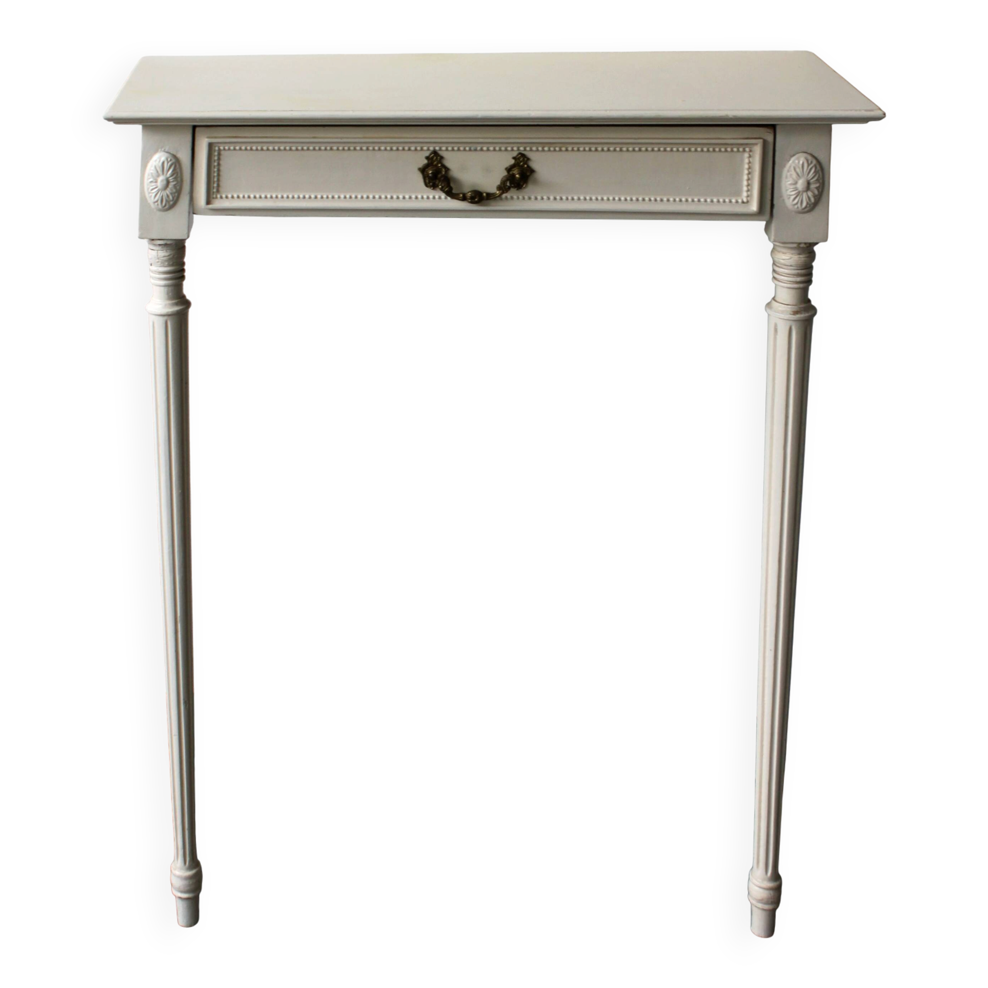 Two-legged wall console in Louis XVI style, painted wood.