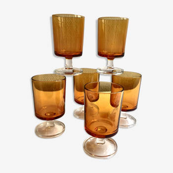 6 verres a eau ou vin Luminarc couleur brun Vintage 70