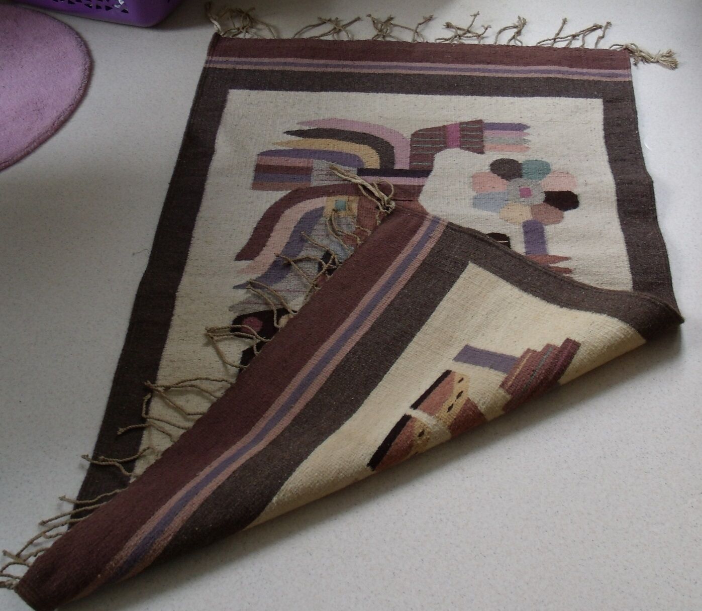 Carpet wool decorative Mexican ethnic, 146 x 97