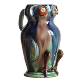Vase en céramique zoomorphe hibou en terre des Flandres, Torhout Belgique, époque Art nouveau