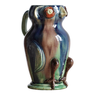 Vase en céramique zoomorphe hibou en terre des Flandres, Torhout Belgique, époque Art nouveau