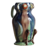 Vase en céramique zoomorphe hibou en terre des Flandres, Torhout Belgique, époque Art nouveau