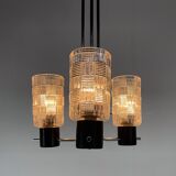 1970s Chrome, Glass & Metal Chandelier, Czechoslovakia