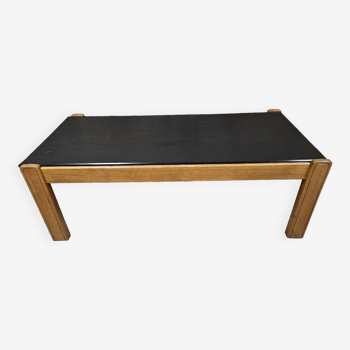 Vintage coffee table 1970" slate wood