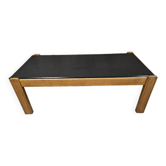 Table basse vintage 1970" bois ardoise