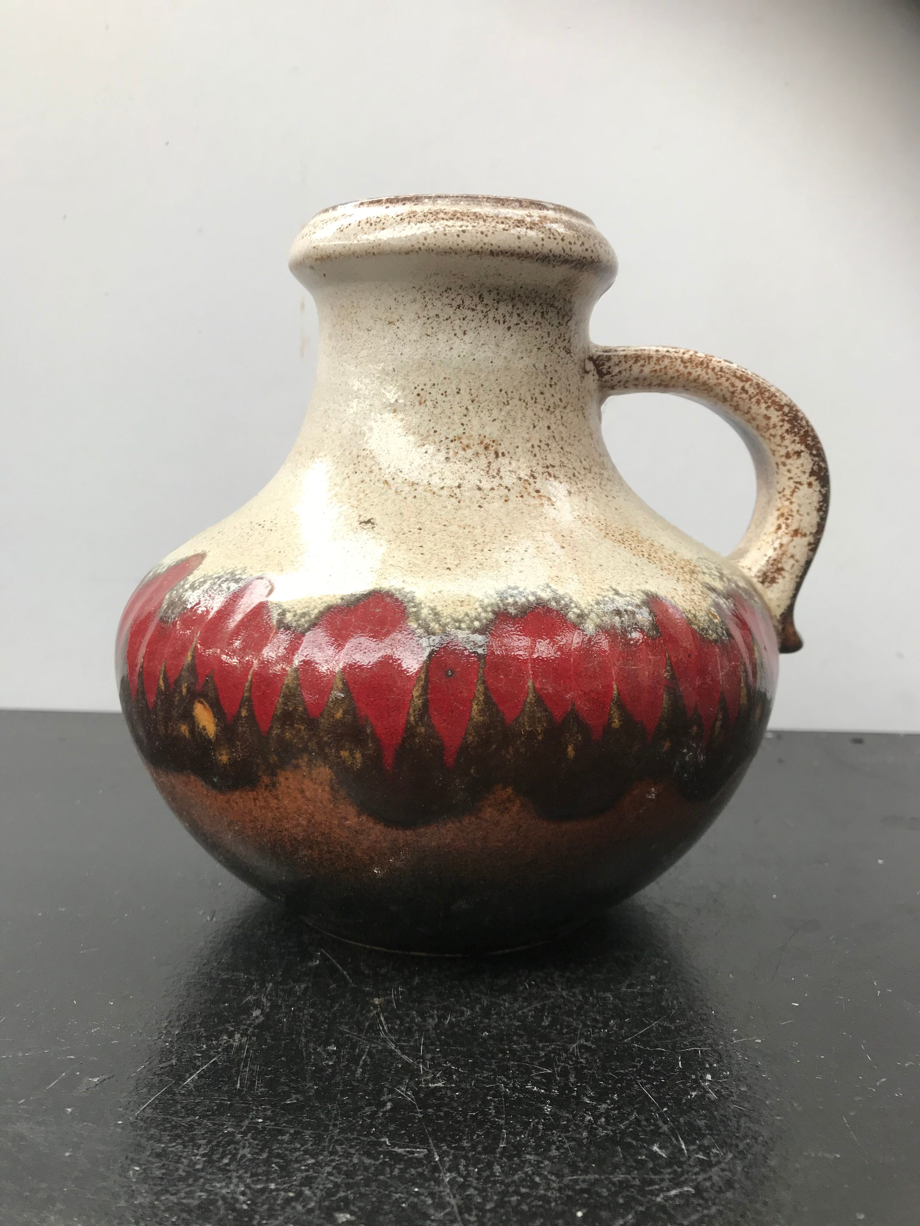 Former Pitcher SCHEVRICH Ceramics GERMANY Beige Brown Red Vintage