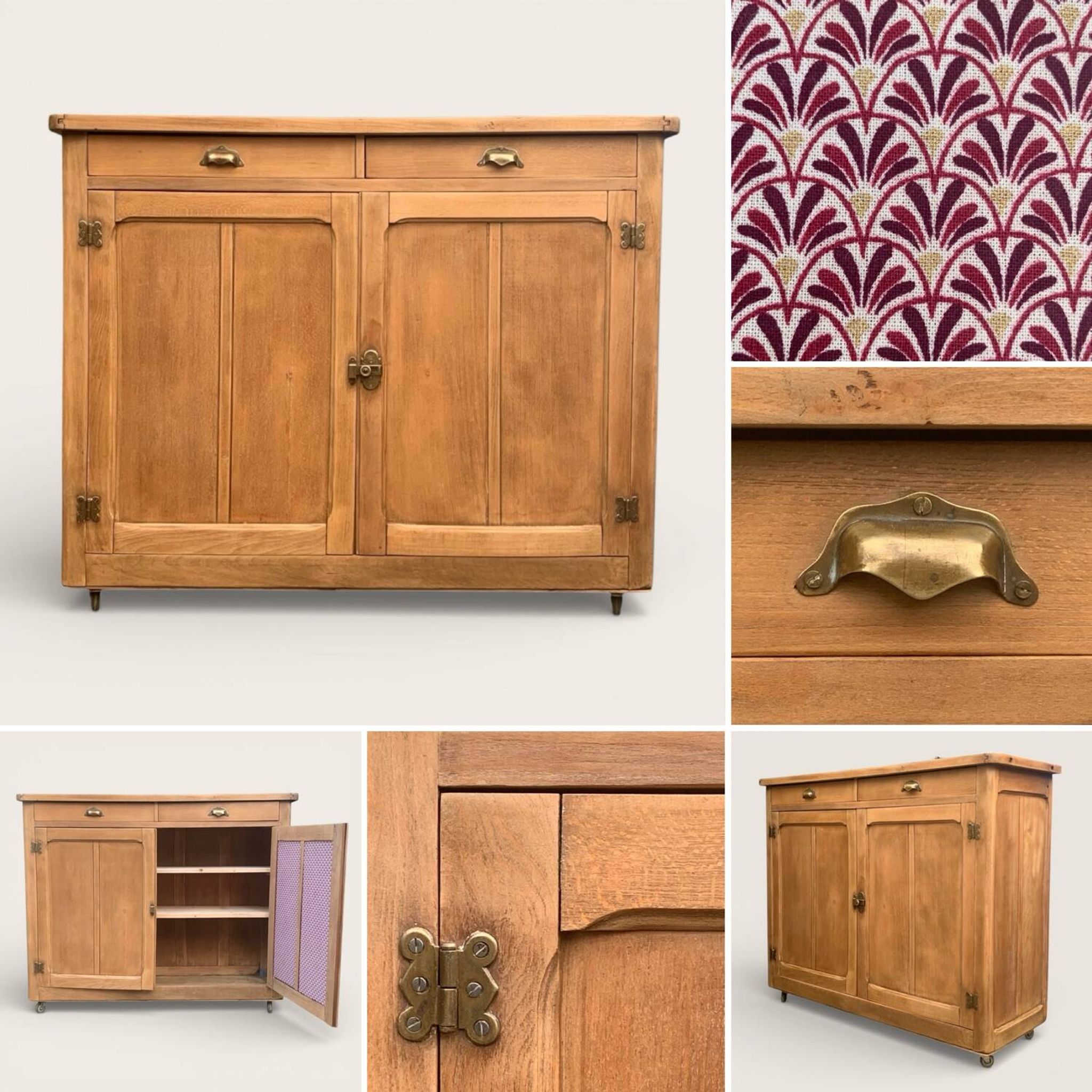 Grand Parisian buffet with billot and butterfly hinges, raw wood, 1930.