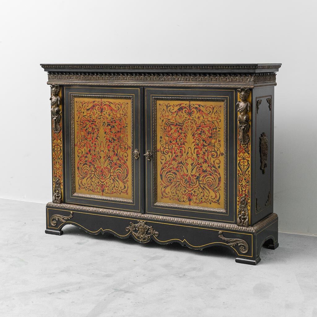 Boulle sideboard vintage French Renaissance style hand-painted 19th century