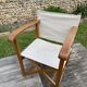 Garden armchair in wood and vintage folding linen canvas