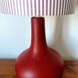 Vintage burgundy ceramic lamp and custom-made lampshade