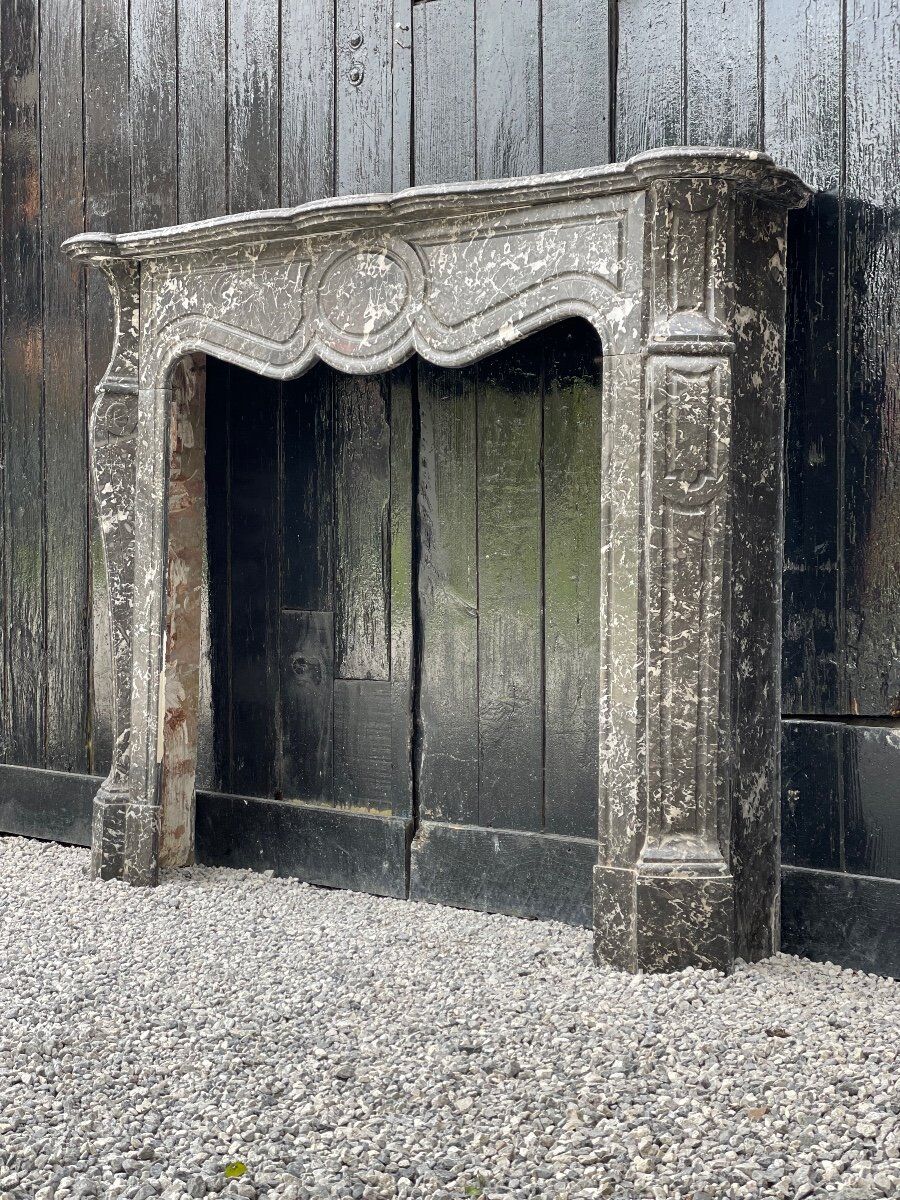 Fireplace Napoleon III in grey marble Saint-anne