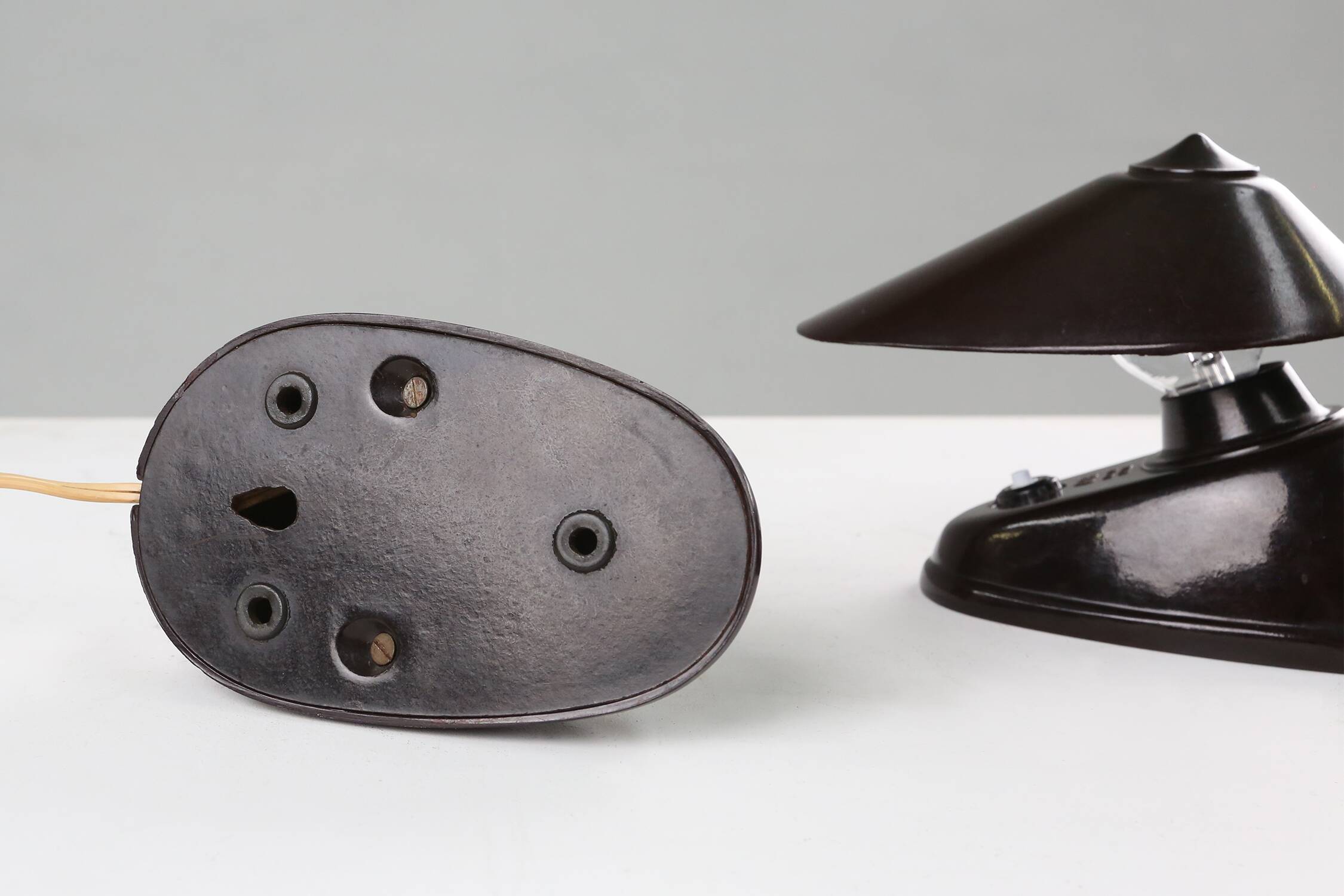 Brown Bakelite Lamps by Bauhaus for ESC Zukov 1930s