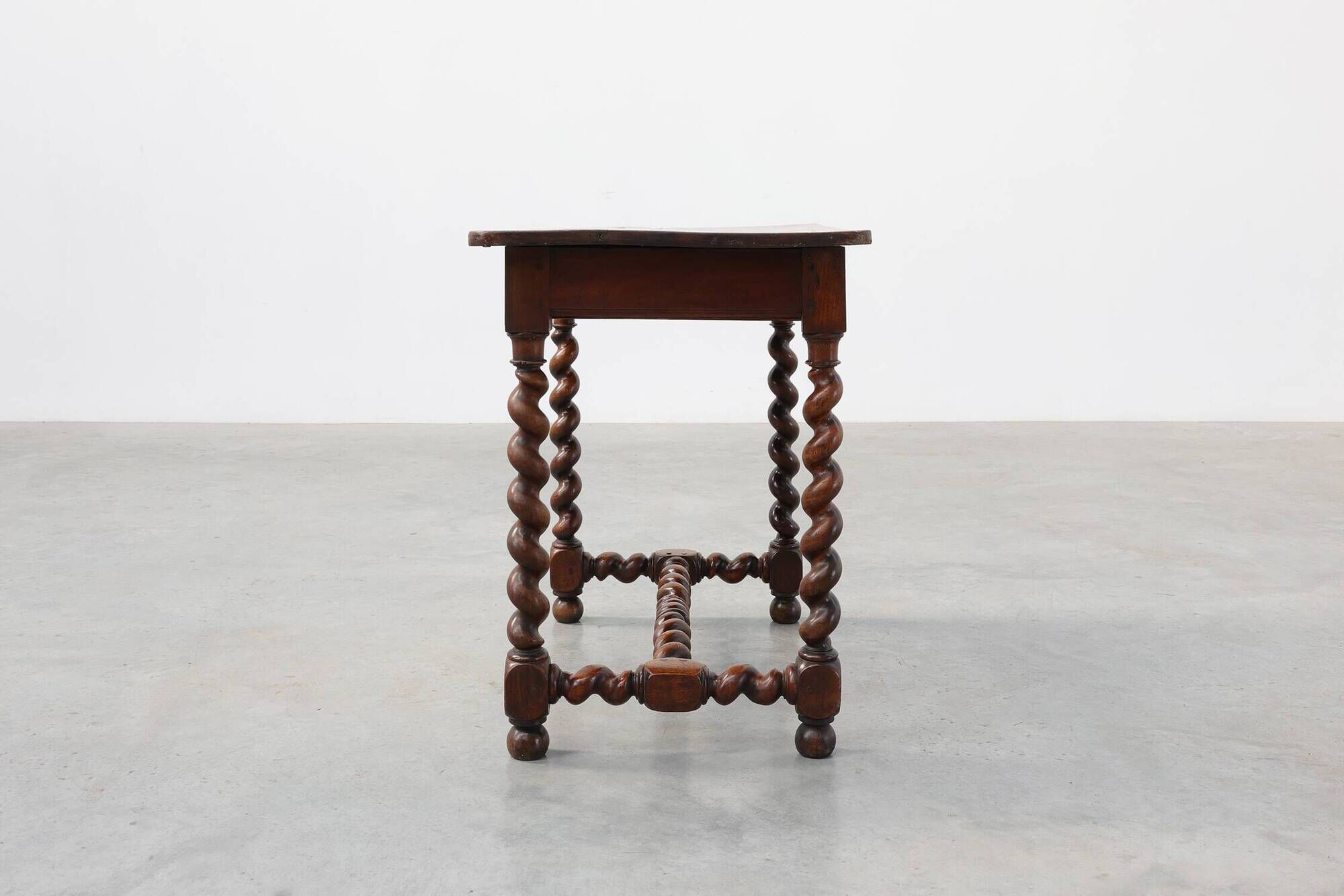 French Barley Twist Walnut Side Table with Drawer, circa 1880