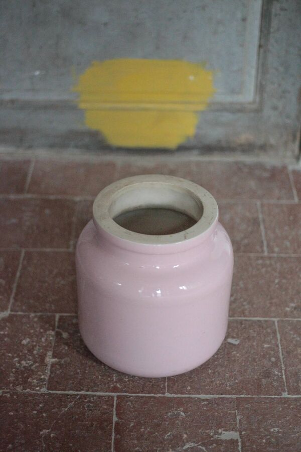 Pot porcelaine XL, jarre porcelaine rose,vase, rangement, déco