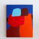 Figurative art couple blue background signed
