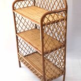 Rattan cross-braced bookcase shelf