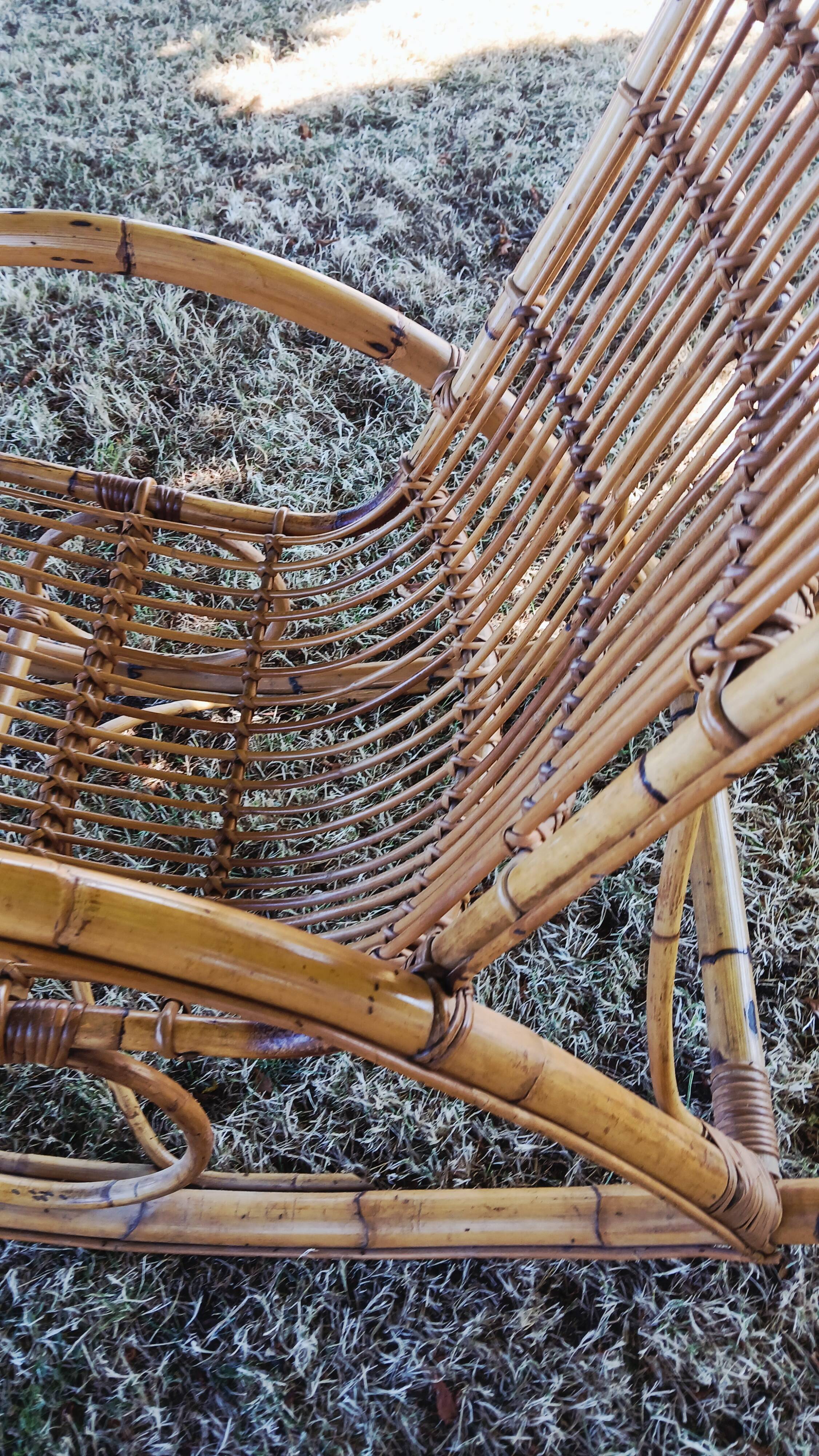 1960s rattan rocking chair by Rohe Noorwolde