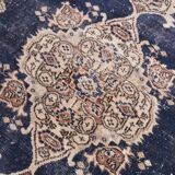 4x7 Beige & Blue Wool Vintage Rug, Handwoven Persian Rug, 116x198Cm