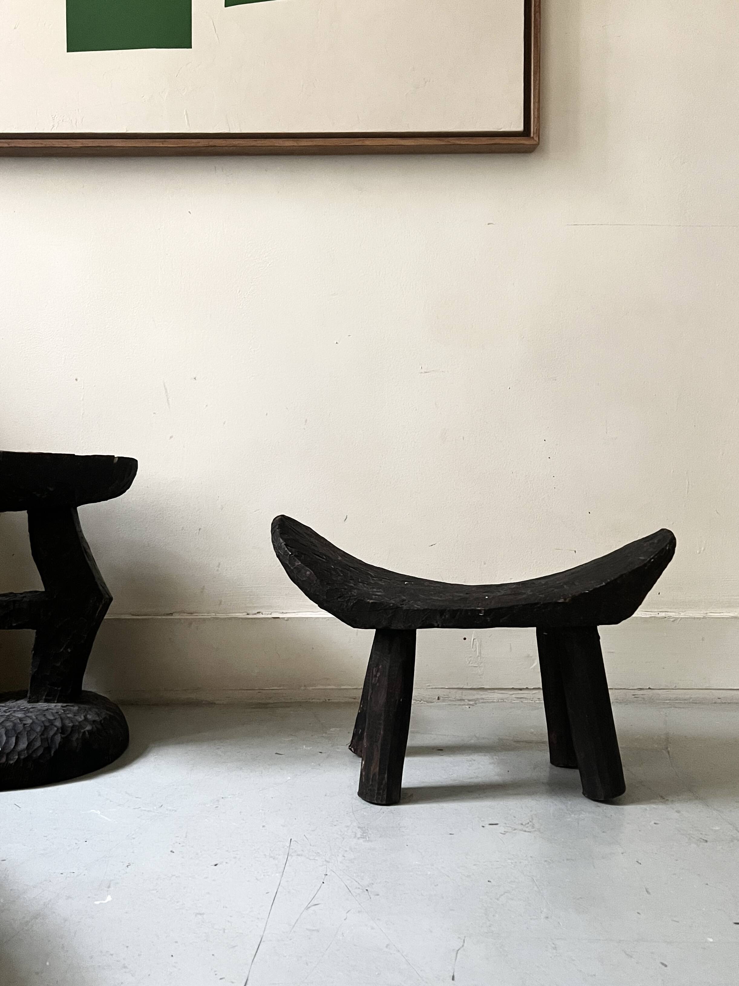 stool / African handcrafted side table in raw wood