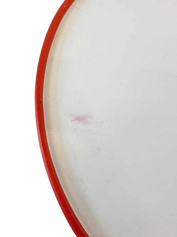 Grande table basse ronde vintage XL orange en bois / table basse