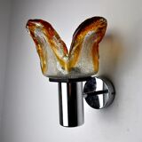 Wall lamp murano mazzega orange, frosted glass, italy, 1960
