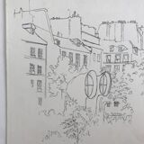 Ink on paper signed by Abdelkader GUERMAZ, Place Georges Pompidou, circa 1977