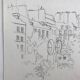 Ink on paper signed by Abdelkader GUERMAZ, Place Georges Pompidou, circa 1977
