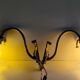 Swan neck wall lights in bronze and glass - early 20th century.