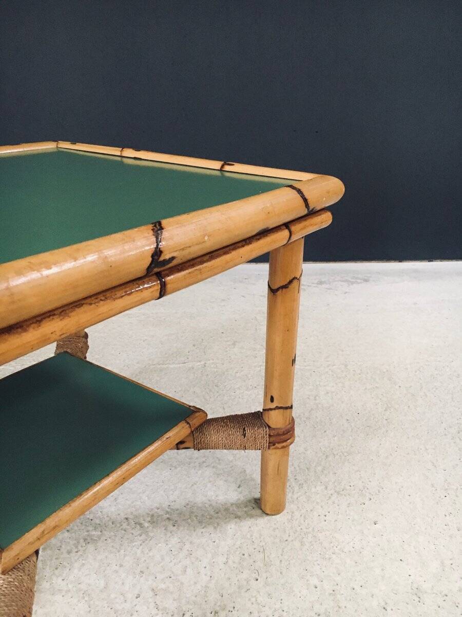 Mediterranean Bamboo Side Table in the style of Audoux Minet, France, 1950s