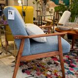 Renovated vintage armchairs sky blue