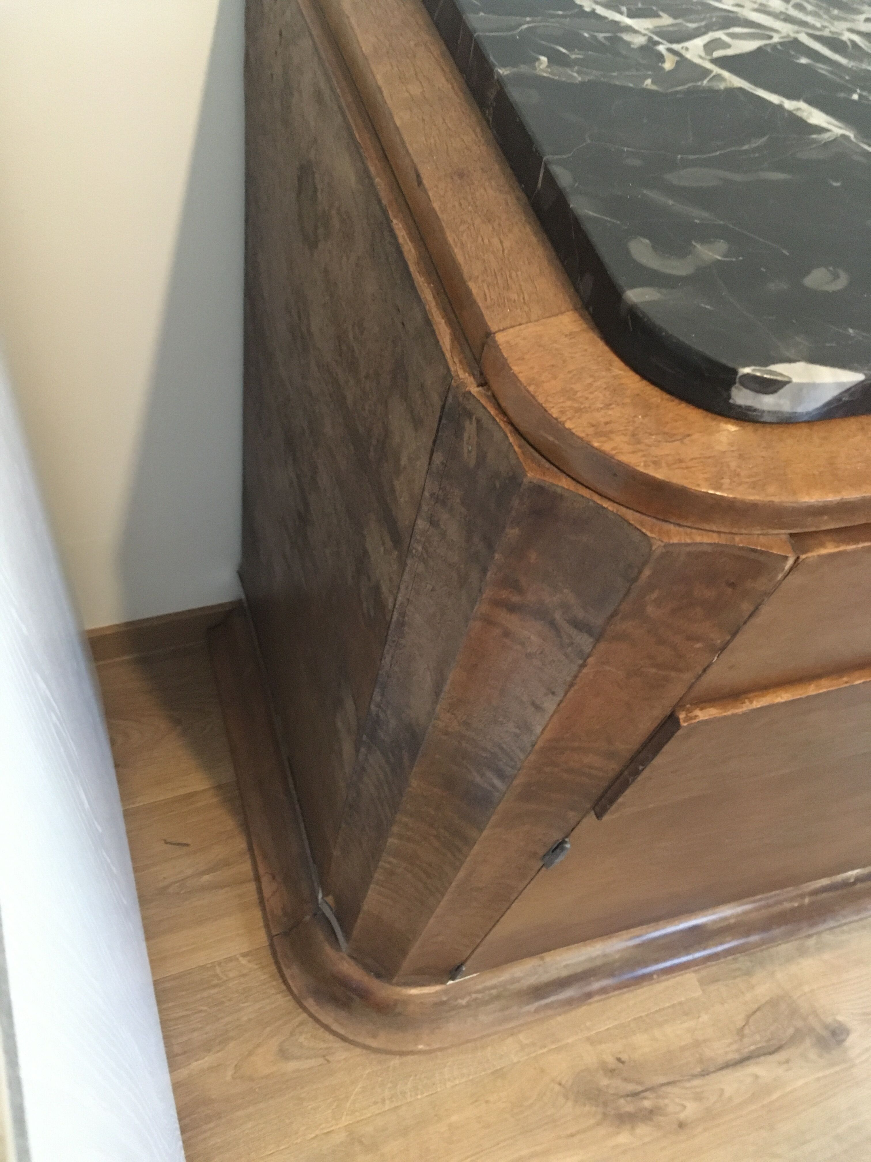 Buffet wood wood Art Deco black marble trays