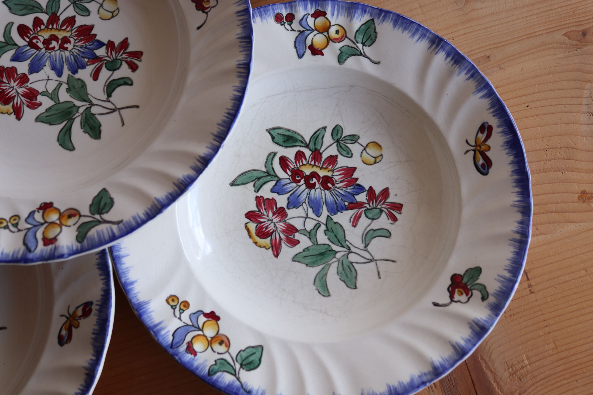 Set of 5 Longwy plates model Spring