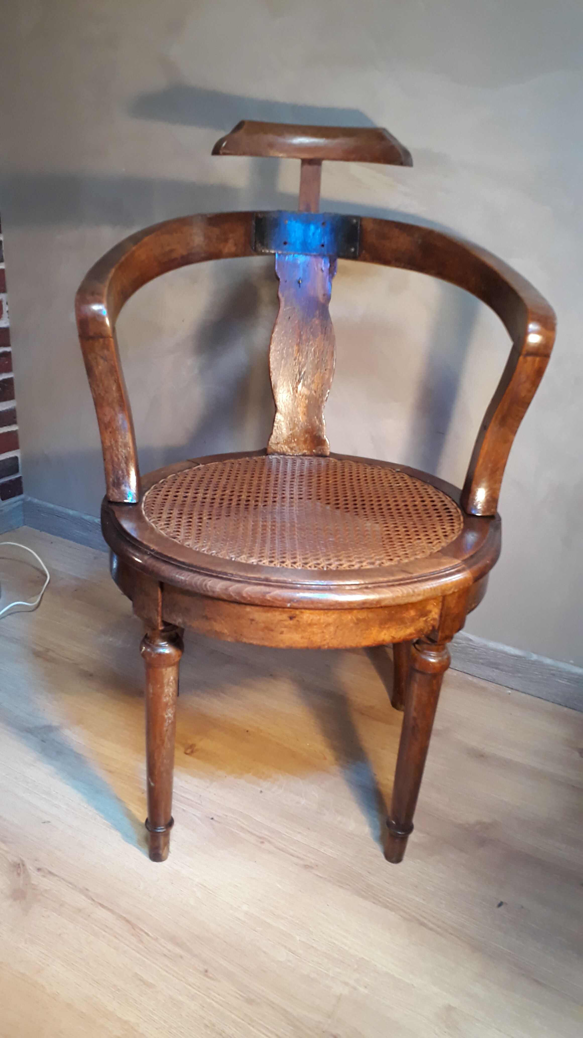 Armchair with solid wooden back seated canne 1900