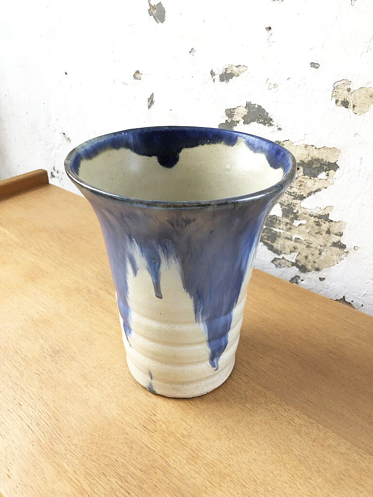 Blue and white enamel vase