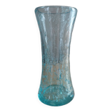 Vase verre bullé bleu