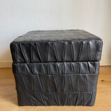 Pouf coffre en cuir noir de Sède