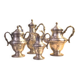 Silver-plated metal tea and coffee service in a 4-piece style.