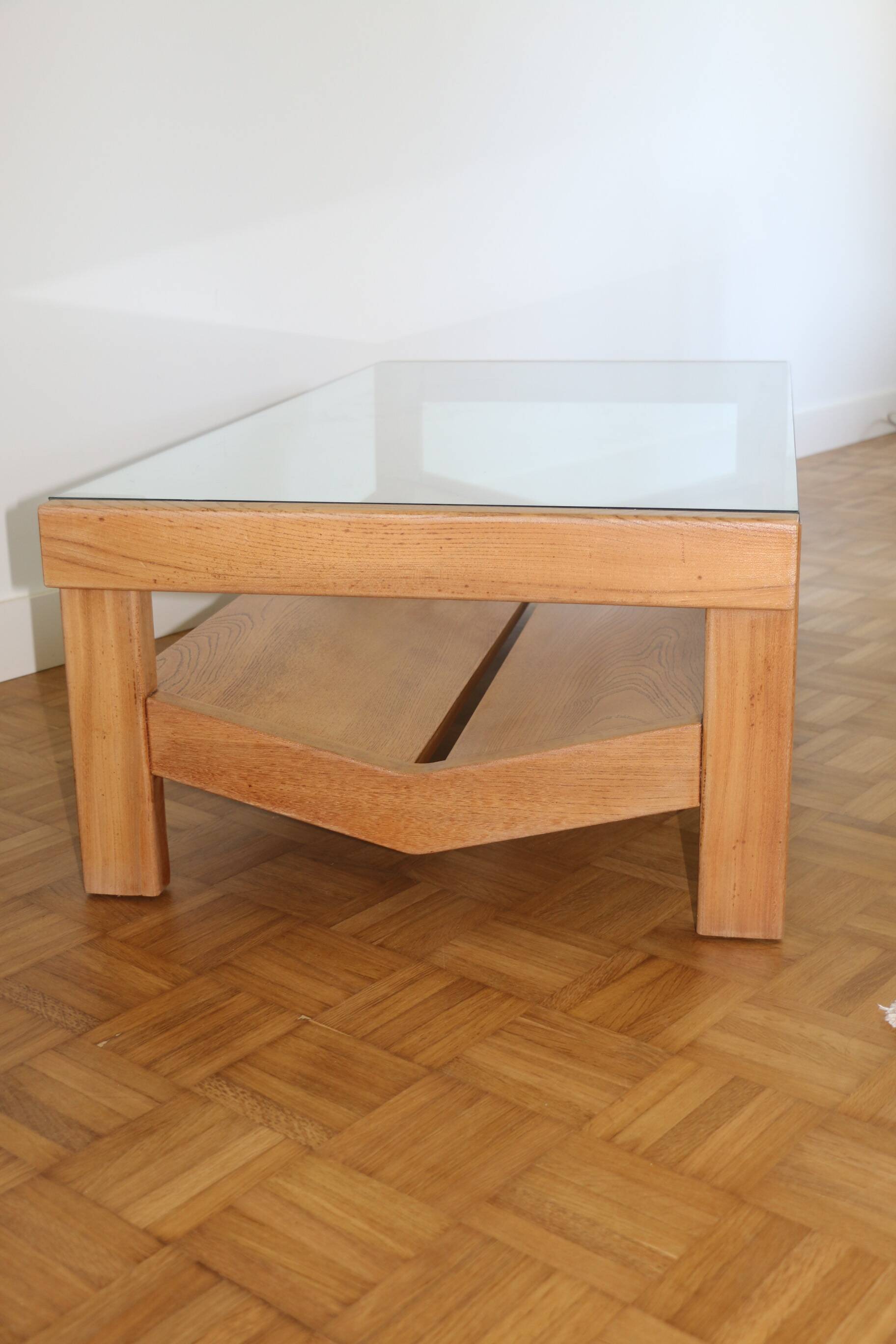Oak and glass coffee table 1960
