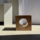 Coffee table, or openwork cubic stool in natural monoxyle mango wood H40.