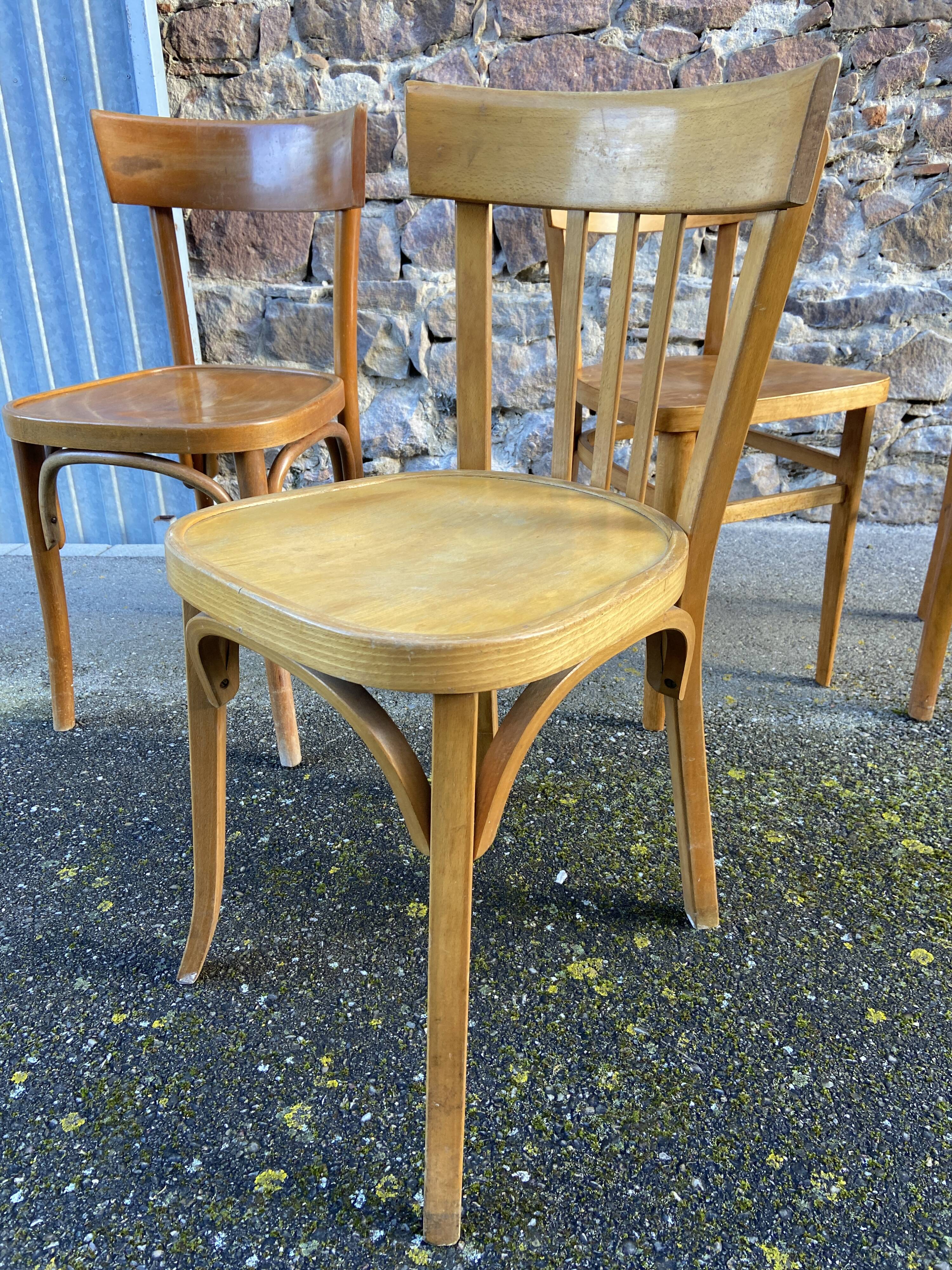 Set of 10 Thonet Fischel bistro chairs mismatched restaurant bentwood bent Brasserie