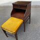 Mahogany bedside table in English style with stool.