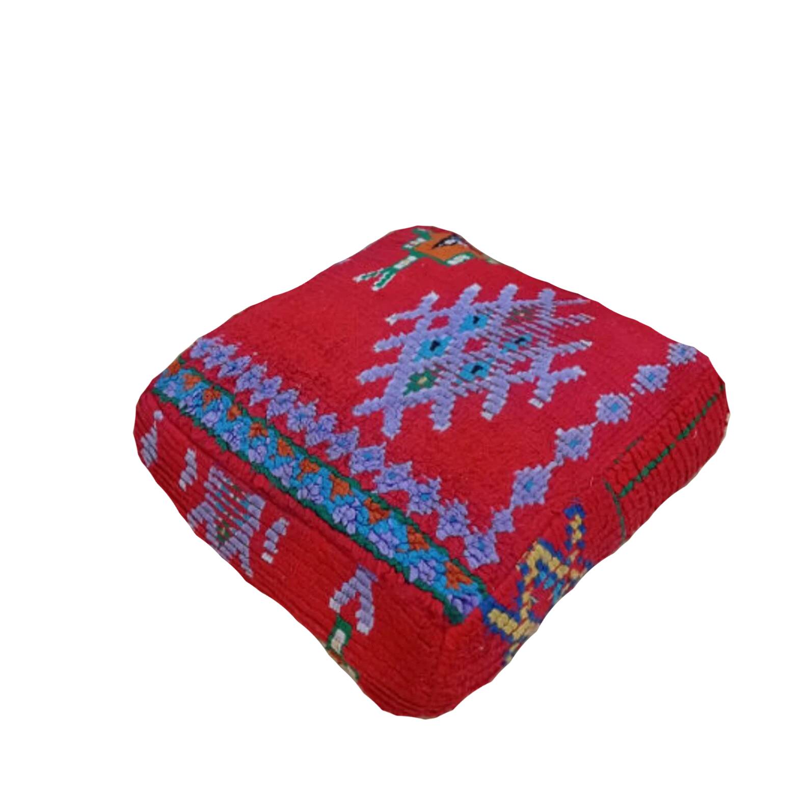 Handmade Berber pouf in wool 60 X 60 X 20 CM